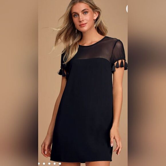 Lulu's Iced Latte Black Shift Dress - M - Picture 1 of 11